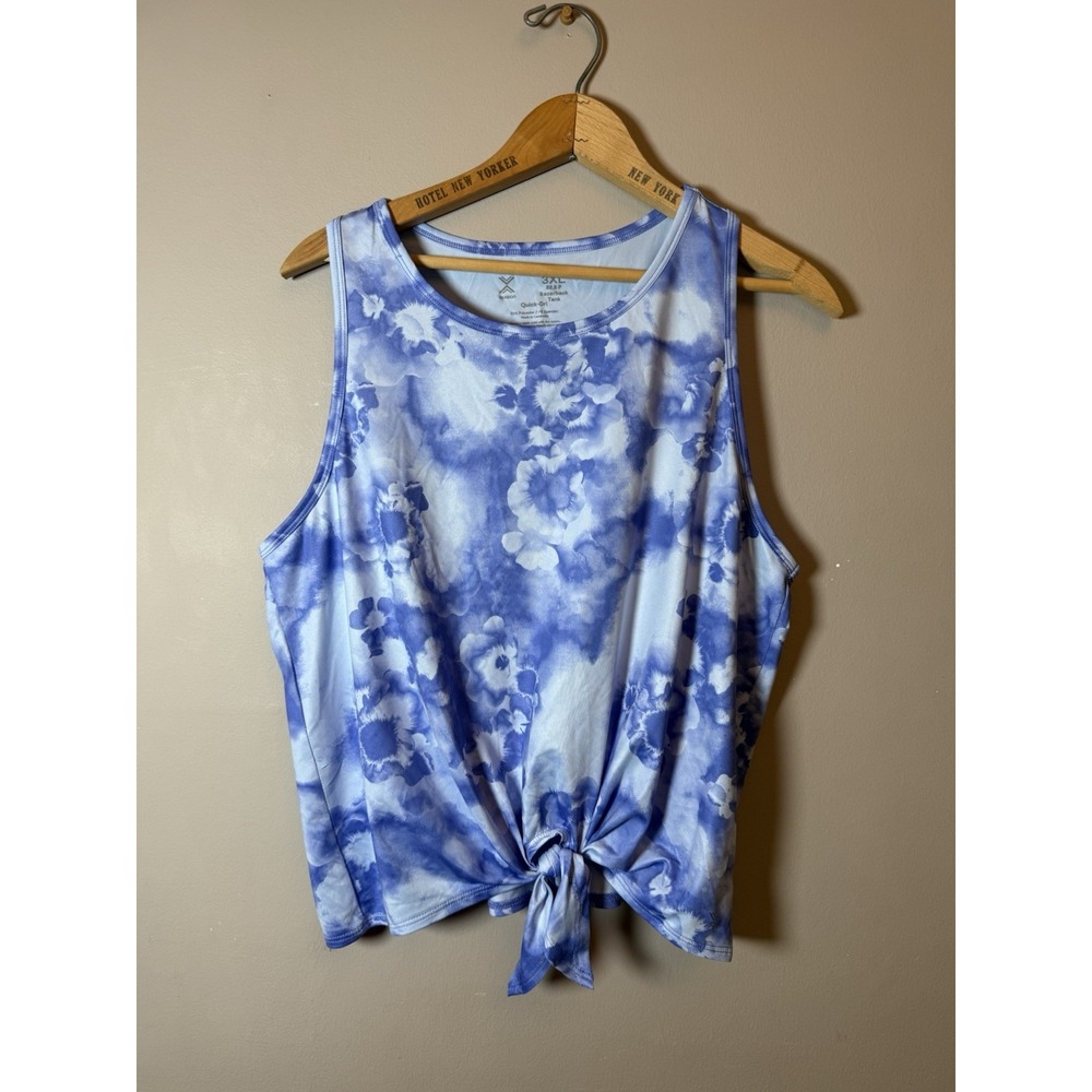 NWT - Xersion Women's blue Tie Dye Round Neck racer back‎ Tank, Size 3xL